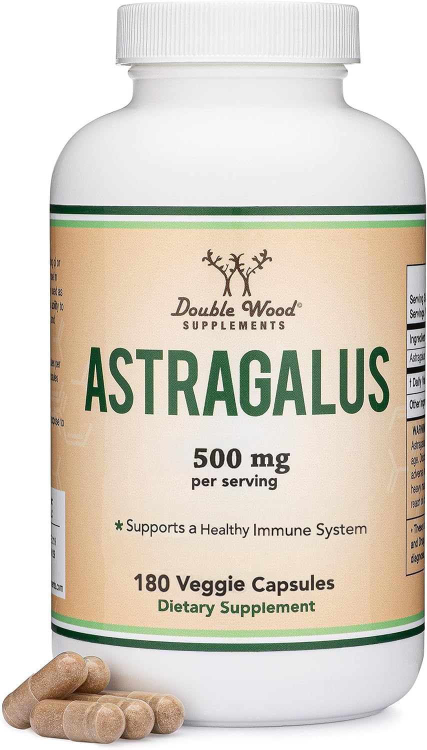 Double Wood Astragalus bottle front view for daily immune support
