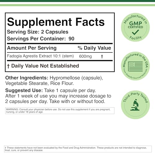 Double Wood Fadogia Agrestis bottle back highlights ingredients and third party testing