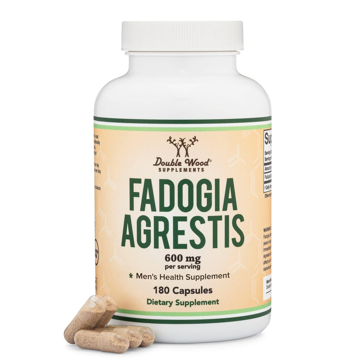 Double Wood Fadogia Agrestis bottle front shows the product label for athletic support