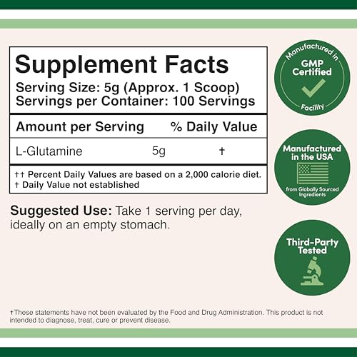 Double Wood L-Glutamine powder with scoop for precise dosing.