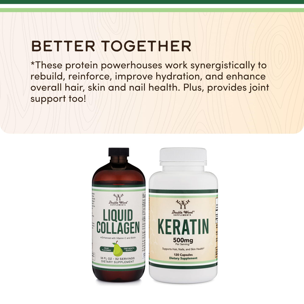 Double Wood Supplements liquid collagen biotin 30 mcg per serving.