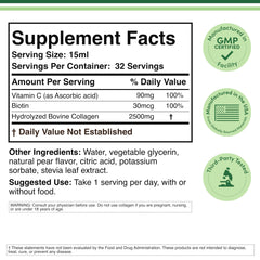 Close-up of the bottle label highlighting collagen types 1 and 3 with grass-fed sourcing.