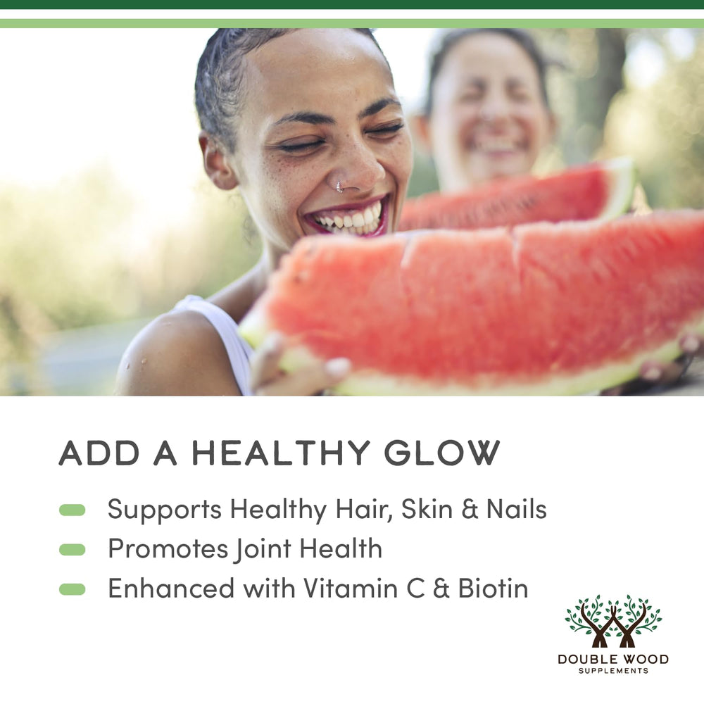 Close-up of ingredients panel showing hydrolyzed collagen and biotin.