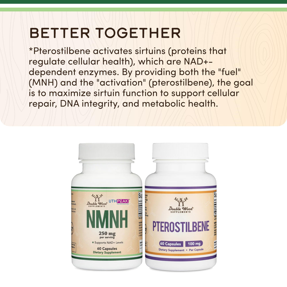 Double Wood NMNH product box with global ingredients note communicates quality sourcing