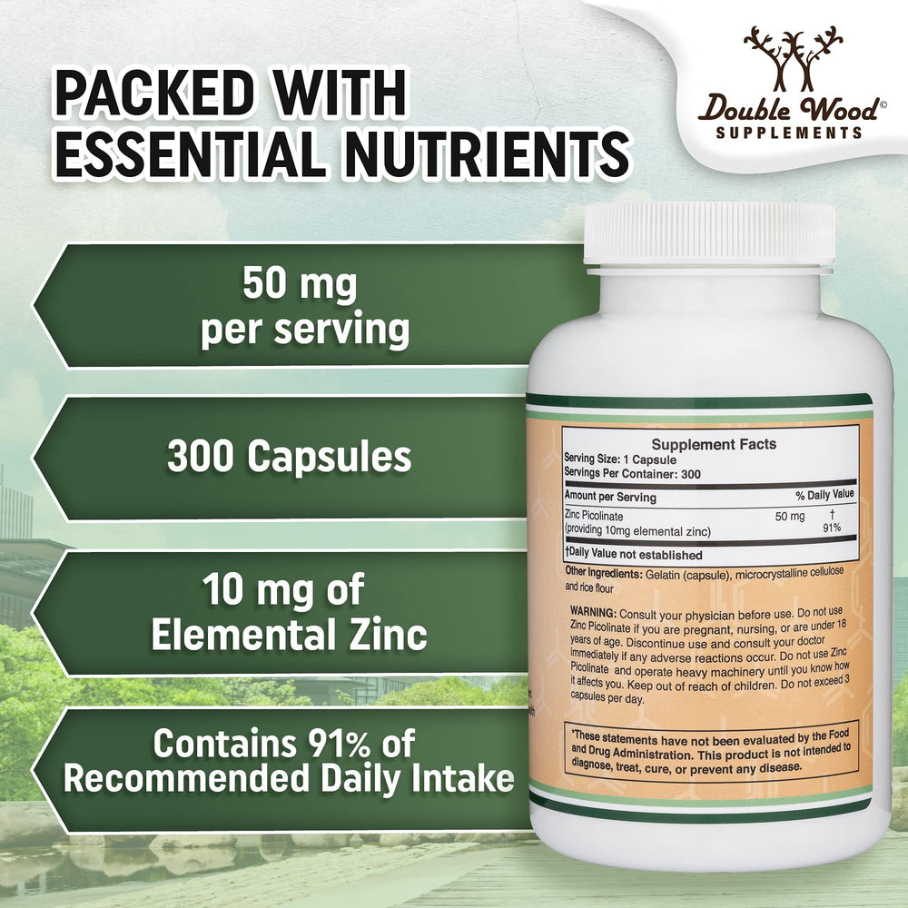 Double Wood Zinc Picolinate daily use visual for convenient long-term supplementation