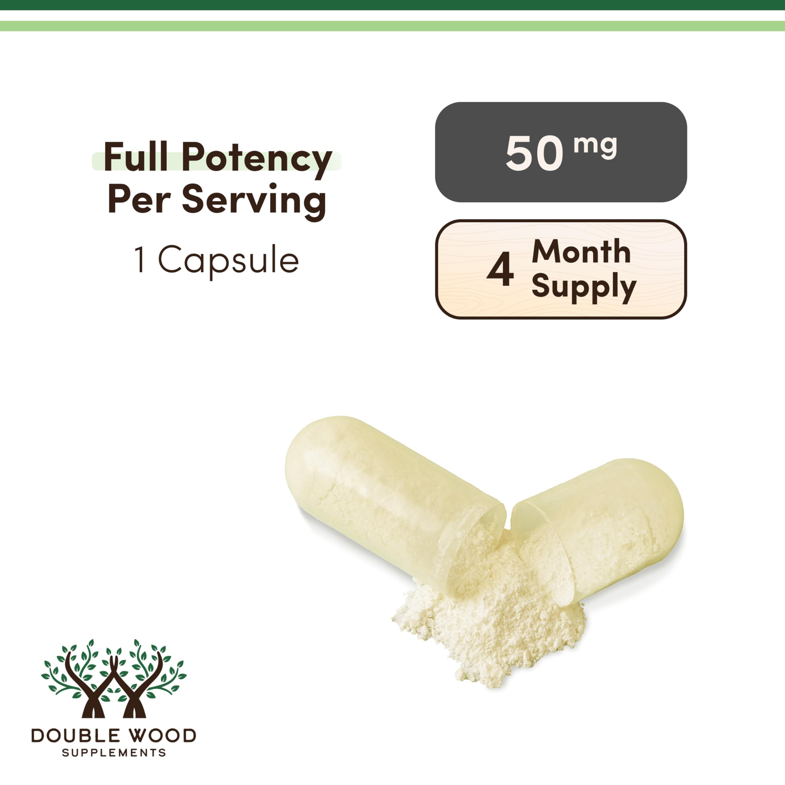 Double Wood Apigenin capsules in hand for a simple self-care routine.
