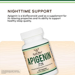 Pouring Double Wood Apigenin capsules to demonstrate easy daily dosing.
