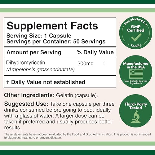 Double Wood DHM capsules 300mg close-up highlighting dosage and quality.