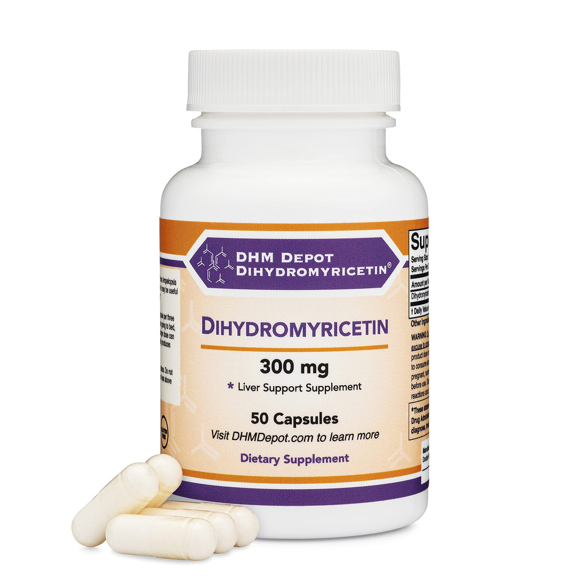 Double Wood DHM depot bottle front with clear label for liver support options.