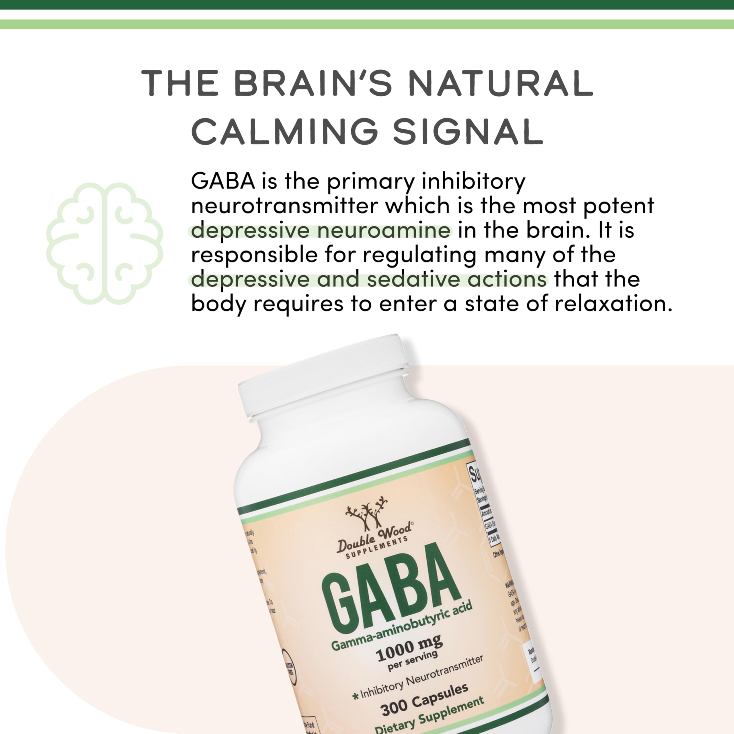 Double Wood GABA product packaging reiterates USA-sourced ingredients.