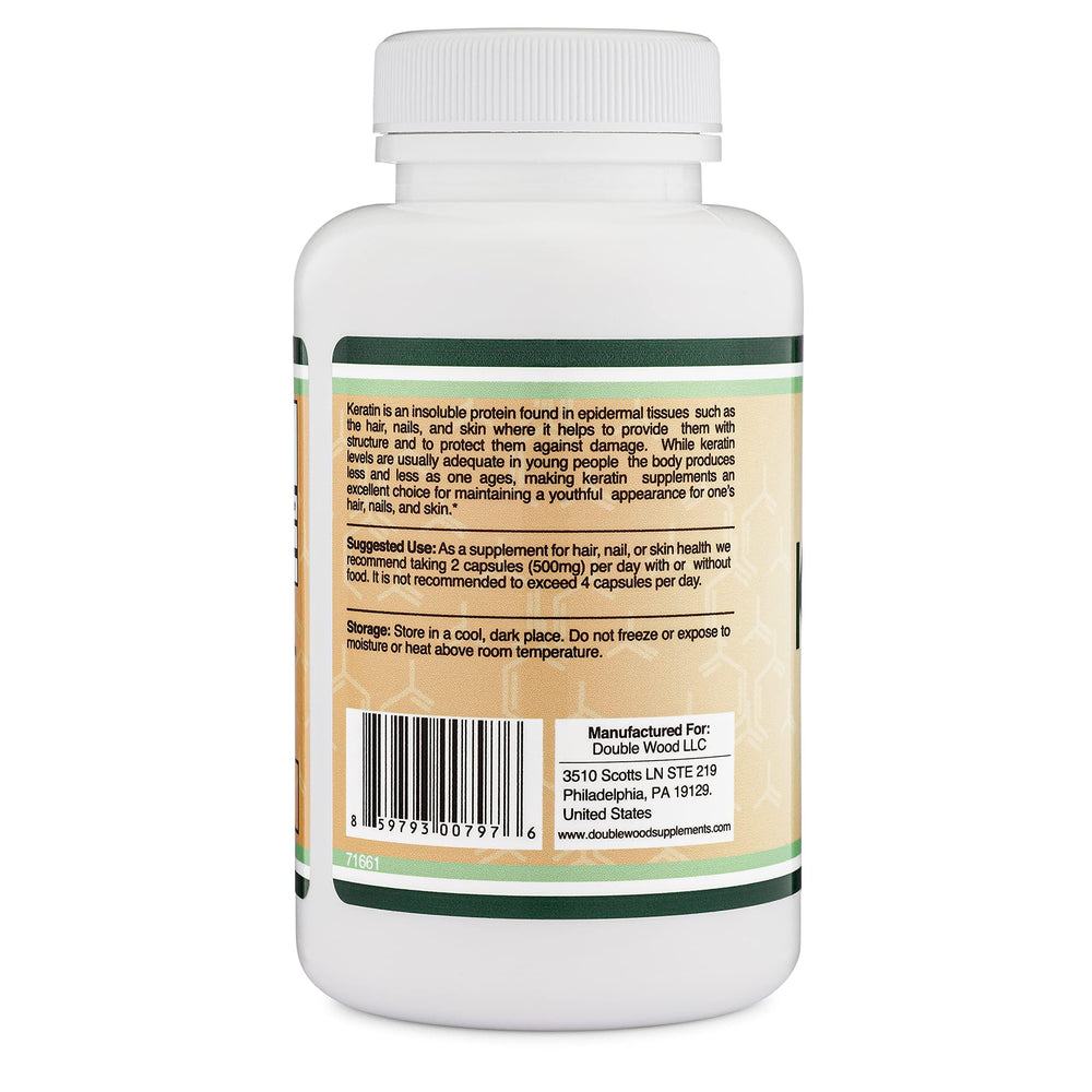 Double Wood Keratin Hair Growth Packaging showing label and dosage
