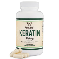 Double Wood Keratin Hair Growth Vitamin bottle for daily use to support hair vitality