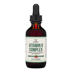 Double Wood Supplements liquid B complex bottle with cherry flavor supports energy metabolism.