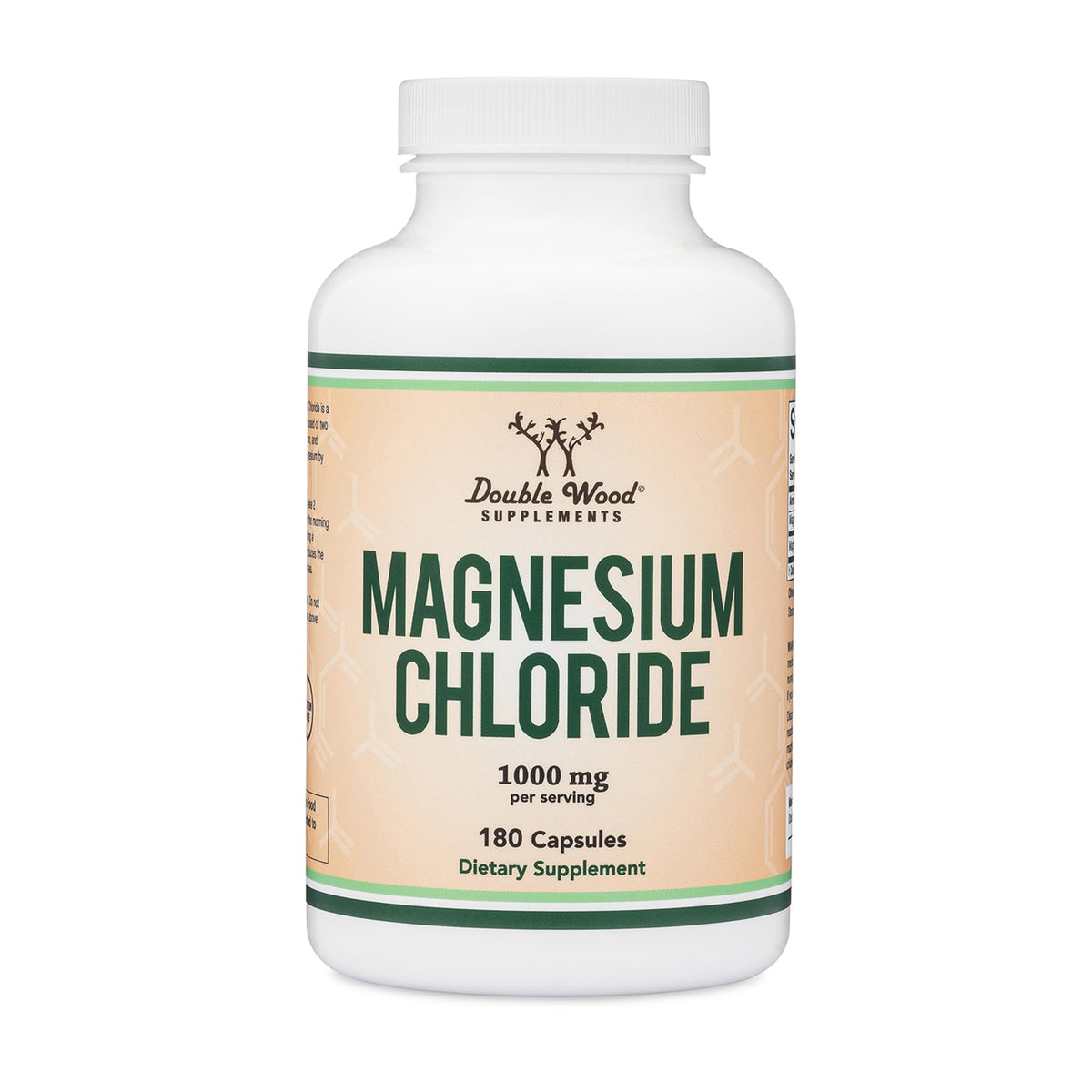 Double Wood Magnesium Chloride bottle overview showing high magnesium concentration for daily support.