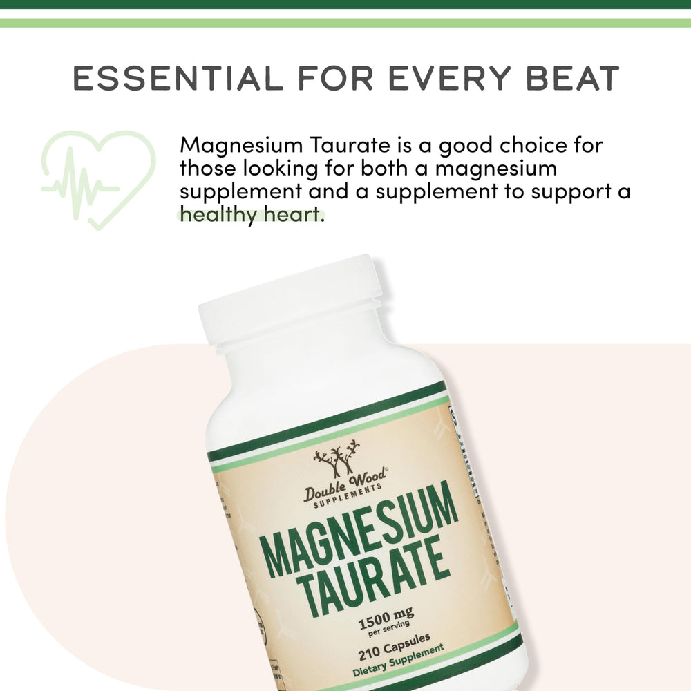 Double Wood Magnesium Taurate made in USA badge on packaging