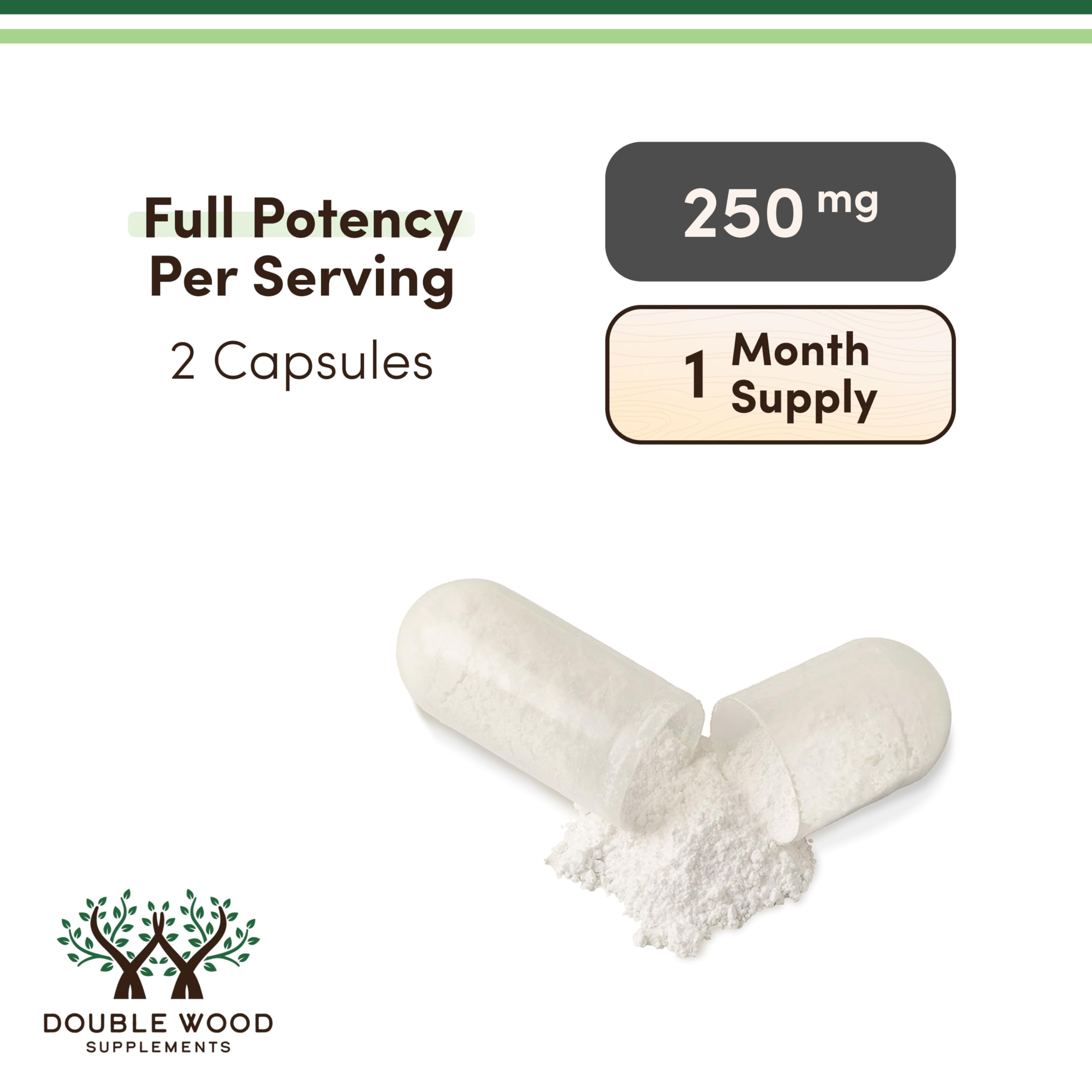 Ingredients list on Double Wood NMN label for quick review.