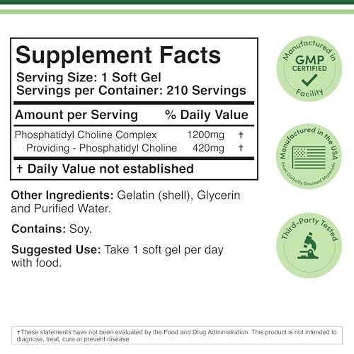 Double Wood Phosphatidylcholine softgels being poured for daily brain health use