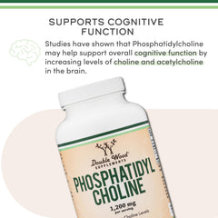 Double Wood Phosphatidylcholine label close-up showing non-GMO and gluten-free attributes