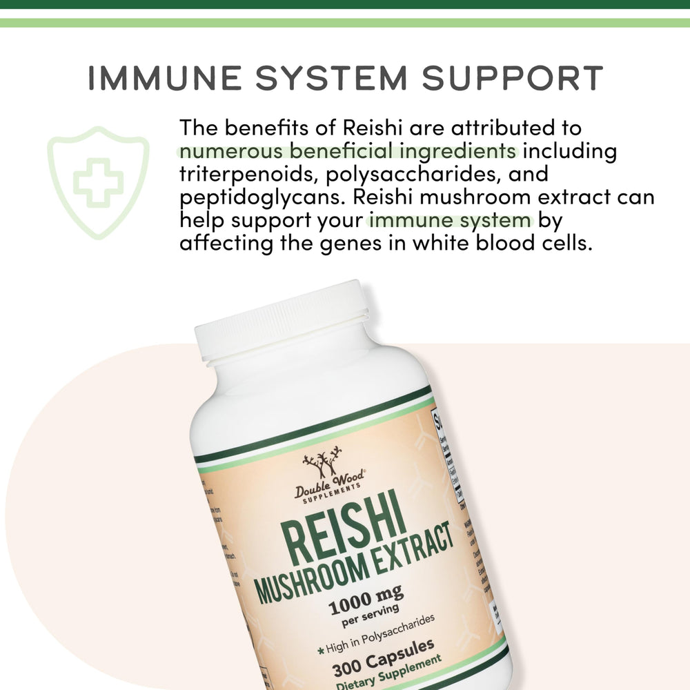 Double Wood Reishi powder closeup emphasizes whole fruiting body and mycelium in product