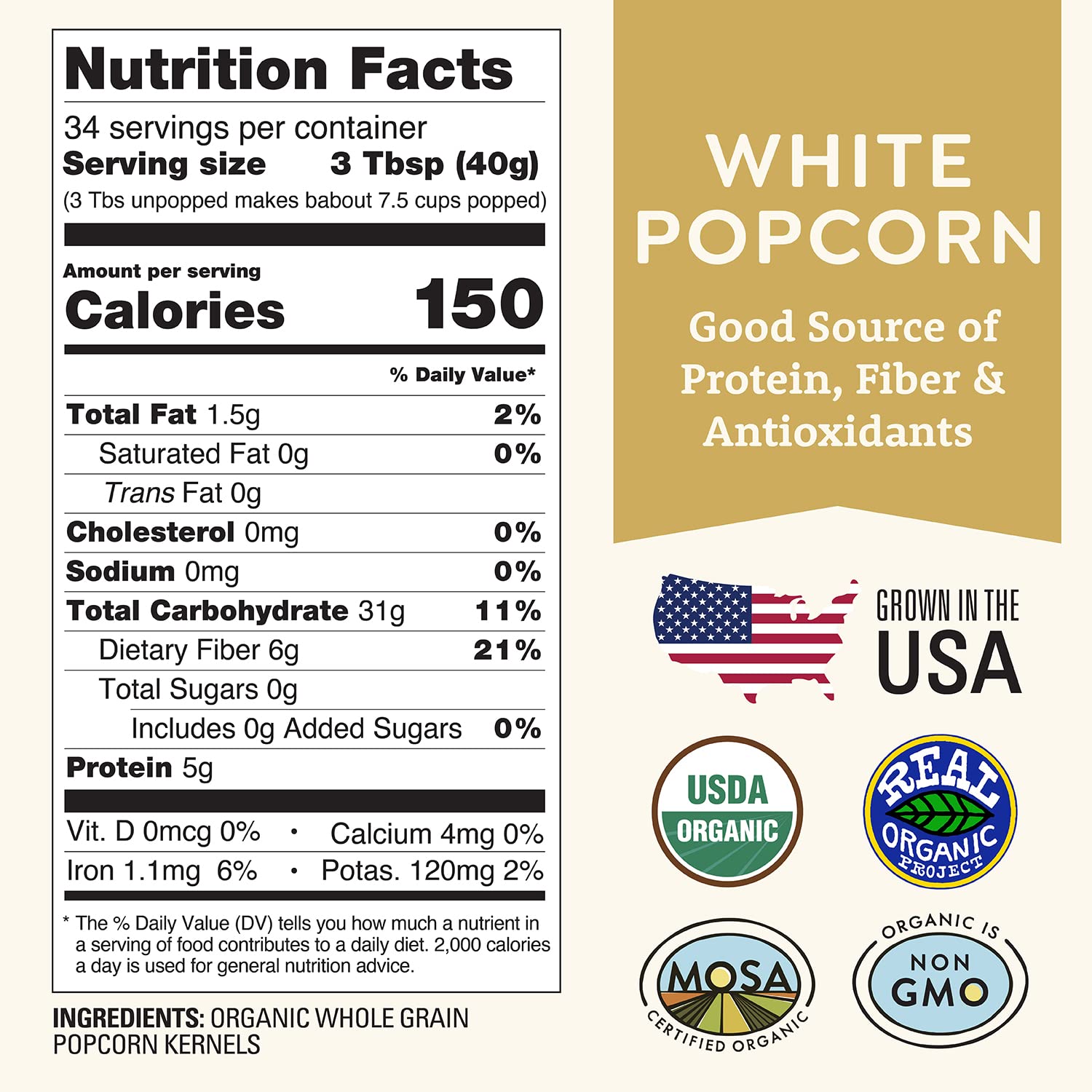 Close-up of Doudlah Farms popcorn kernels highlighting natural texture