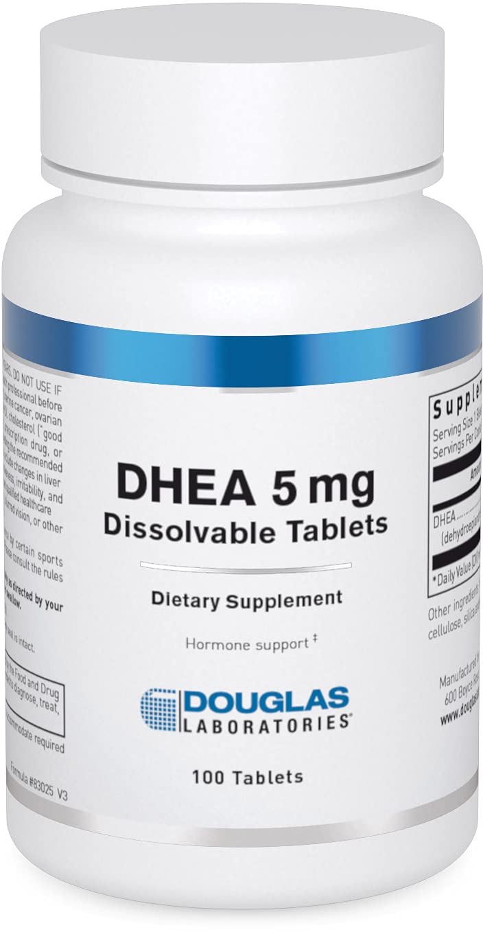 Douglas Laboratories DHEA 5 mg dissolvable tablet in bottle supports hormone balance.