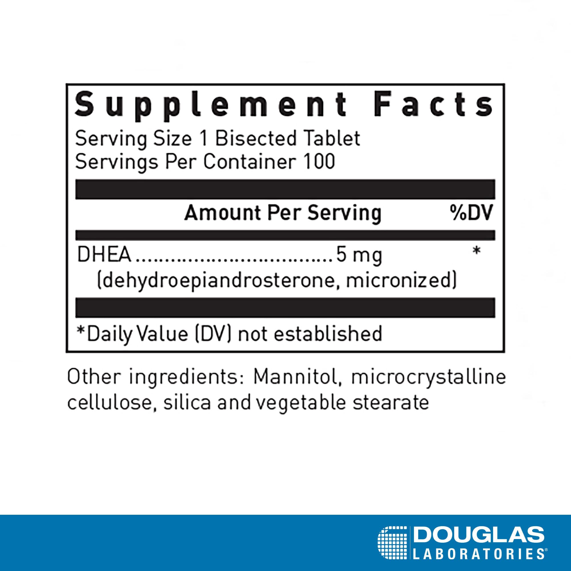 Hand with Douglas Laboratories DHEA tablet dissolvable for convenient immune support.