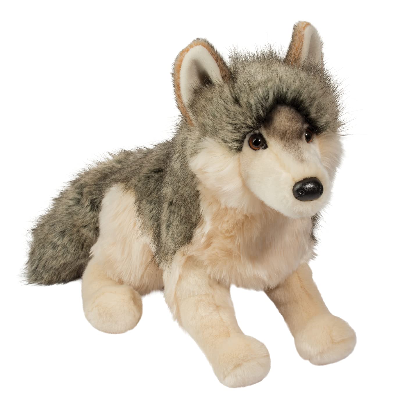 Floppy-body Smoke Wolf plush ready for cuddles and posing