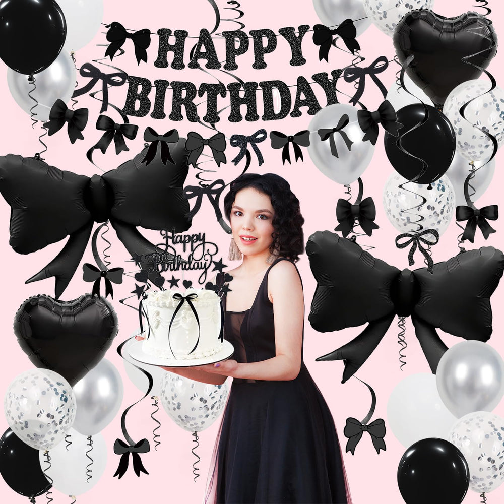 Douvelue 18-inch Black Heart Foil Balloons bring romantic accents.