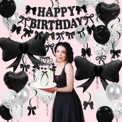 Douvelue 18-inch Black Heart Foil Balloons bring romantic accents.