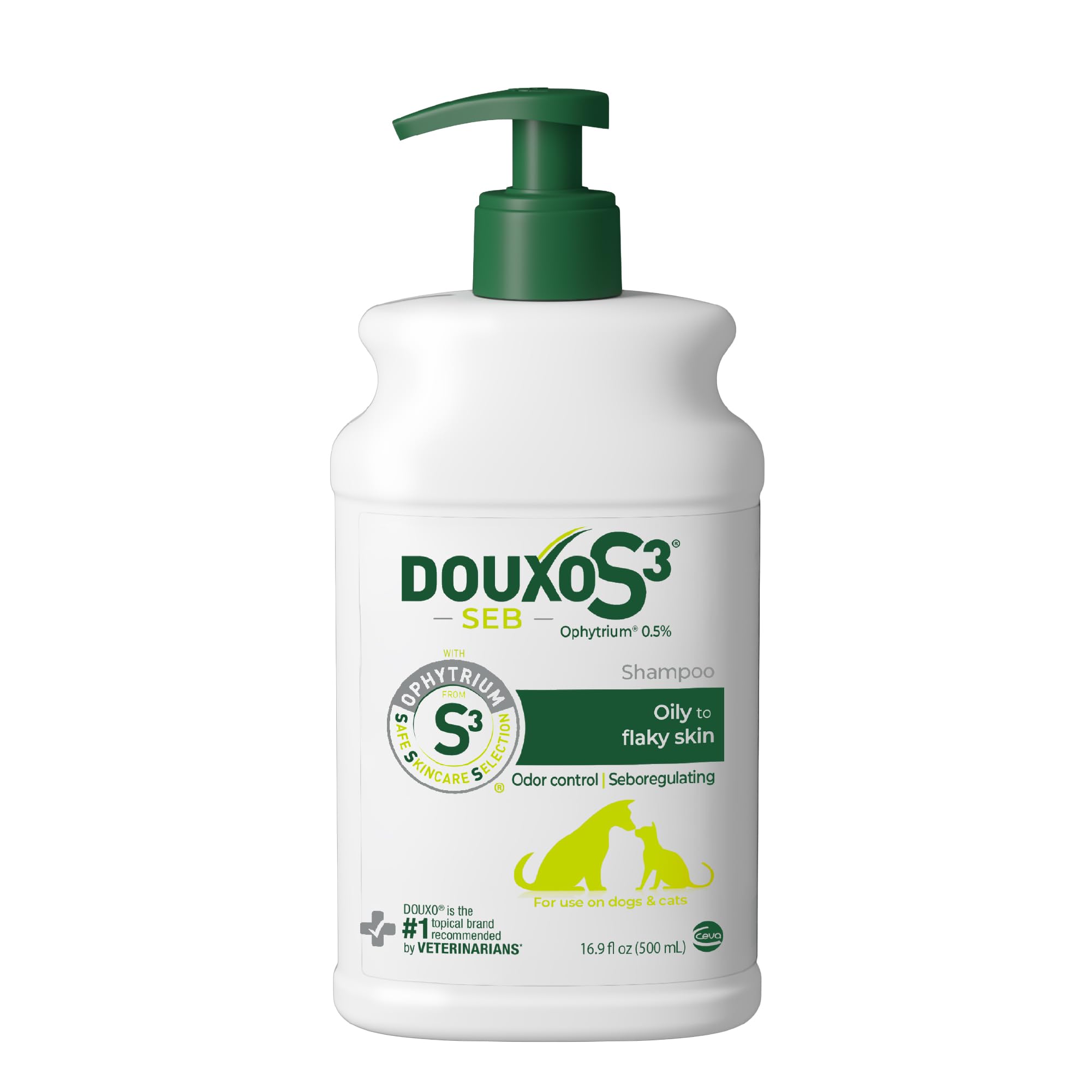 Douxo S3 Seb Shampoo bottle front for seborrheic skin care on dogs and cats.