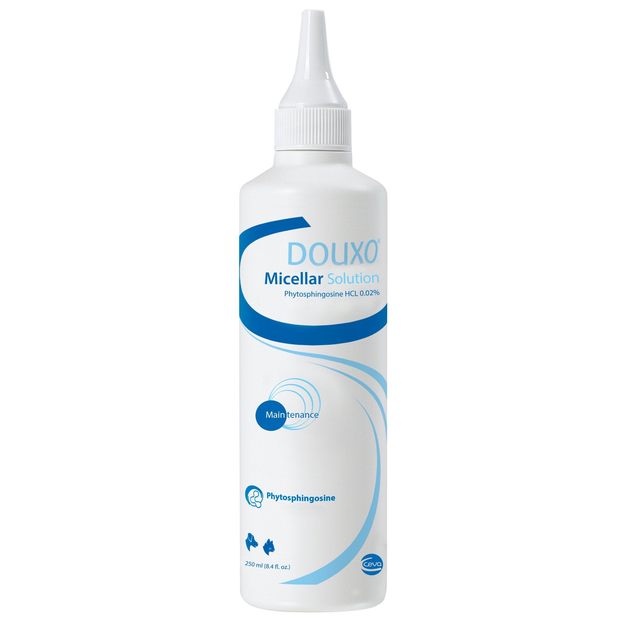 Douxo micellar ear cleanser for pets, effective cleansing of ear debris and prepping for treatments.