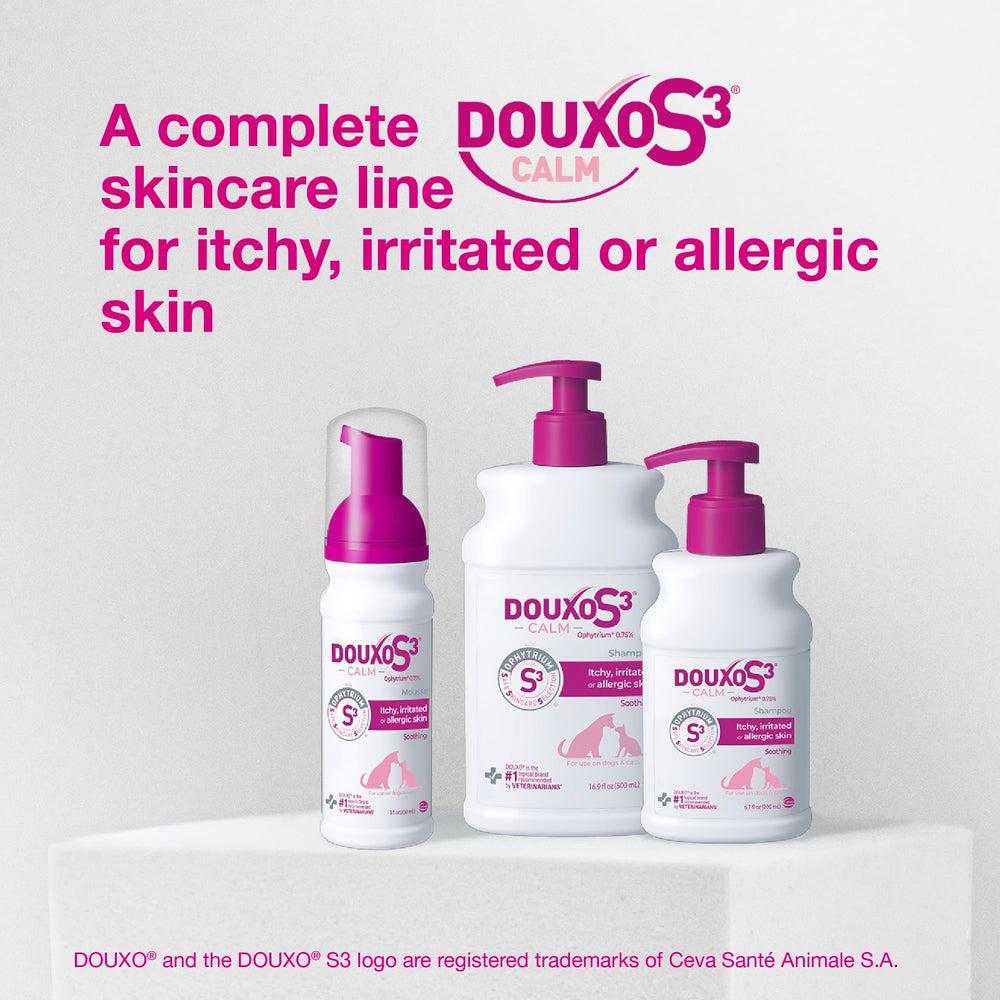 Douxo S3 Calm Mousse close-up of Ophytrium ingredient label.