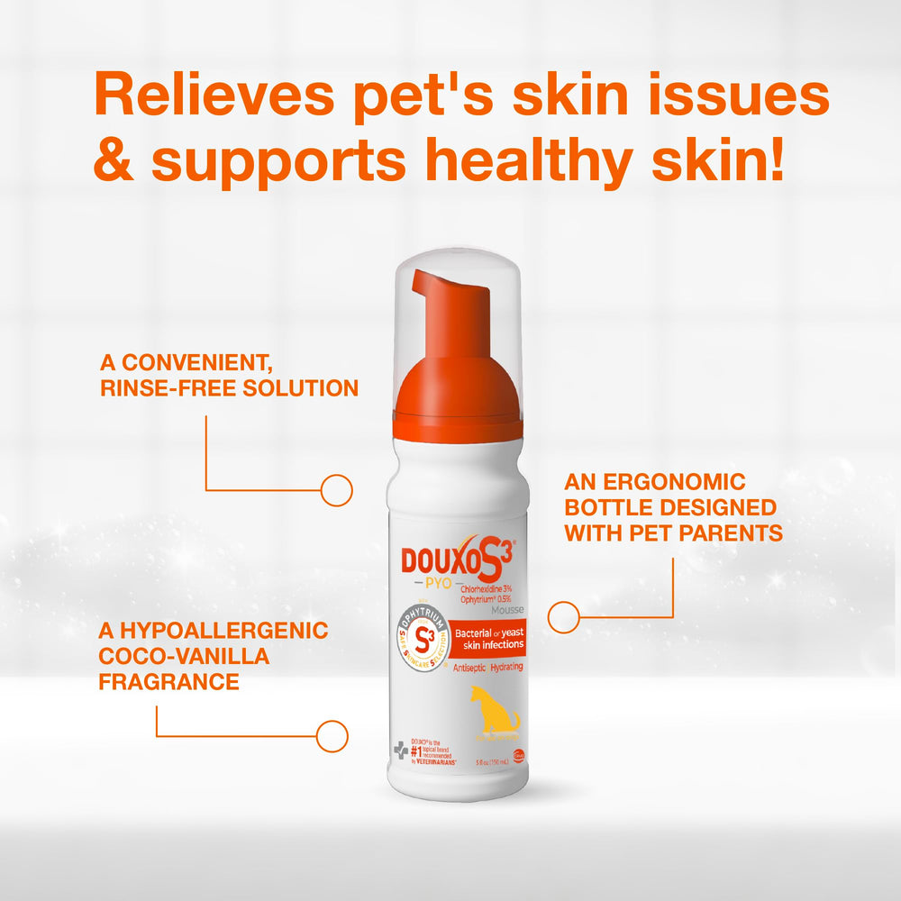 Foam massage into dog fur to support skin barrier and cleanliness.
