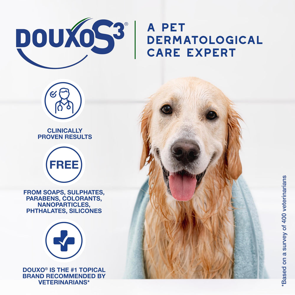 DOUXO S3 SEB shampoo helps control dandruff and odors.