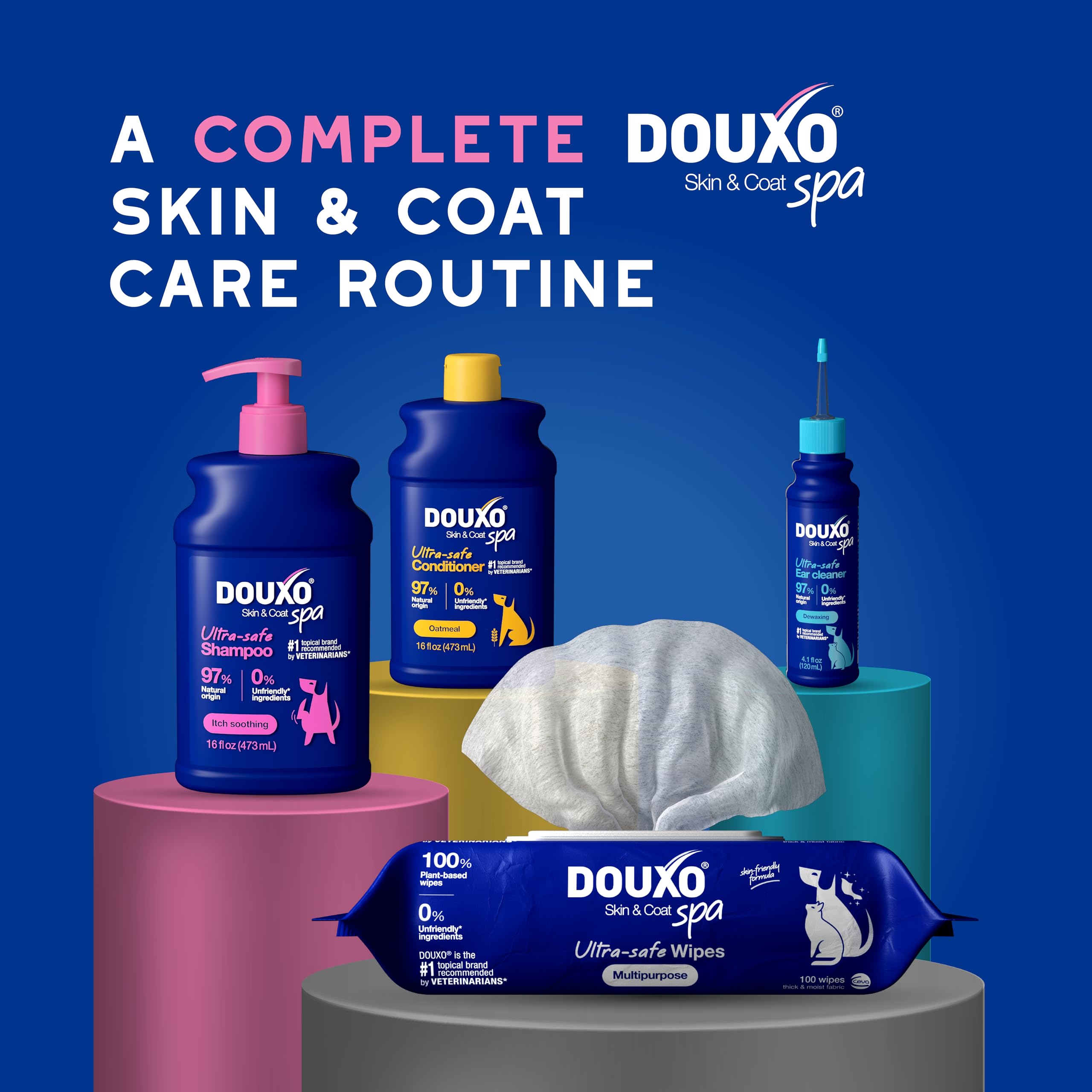 DOUXO Skin & Coat SPA spa setup suggesting a simple routine.