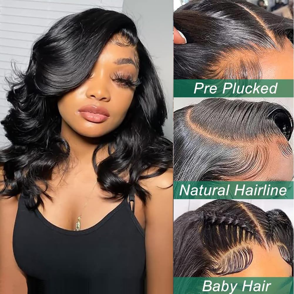 Douyin Bob Wig 14 inch natural black for a lifelike short look.