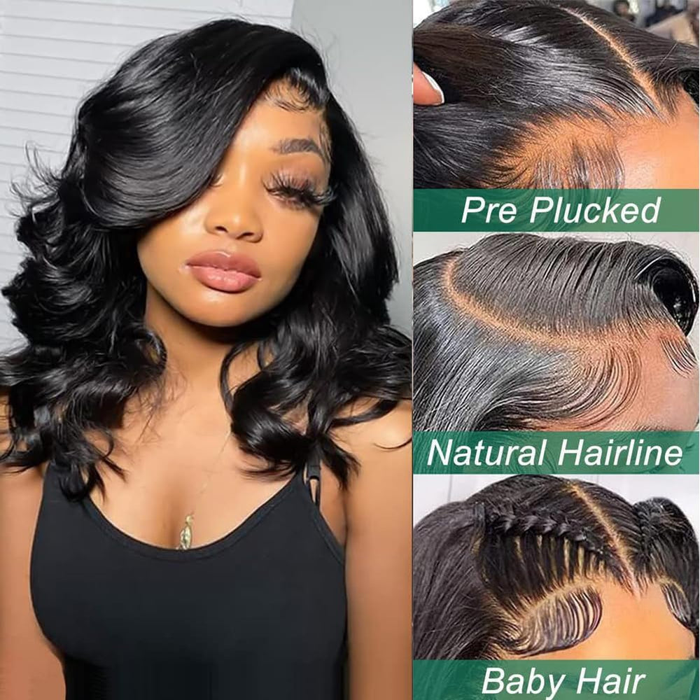 Douyin Bob Wig 14 inch natural black for a lifelike short look.