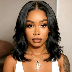 Douyin Wear and Go glueless 2x6 lace closure bob wig front view, natural part