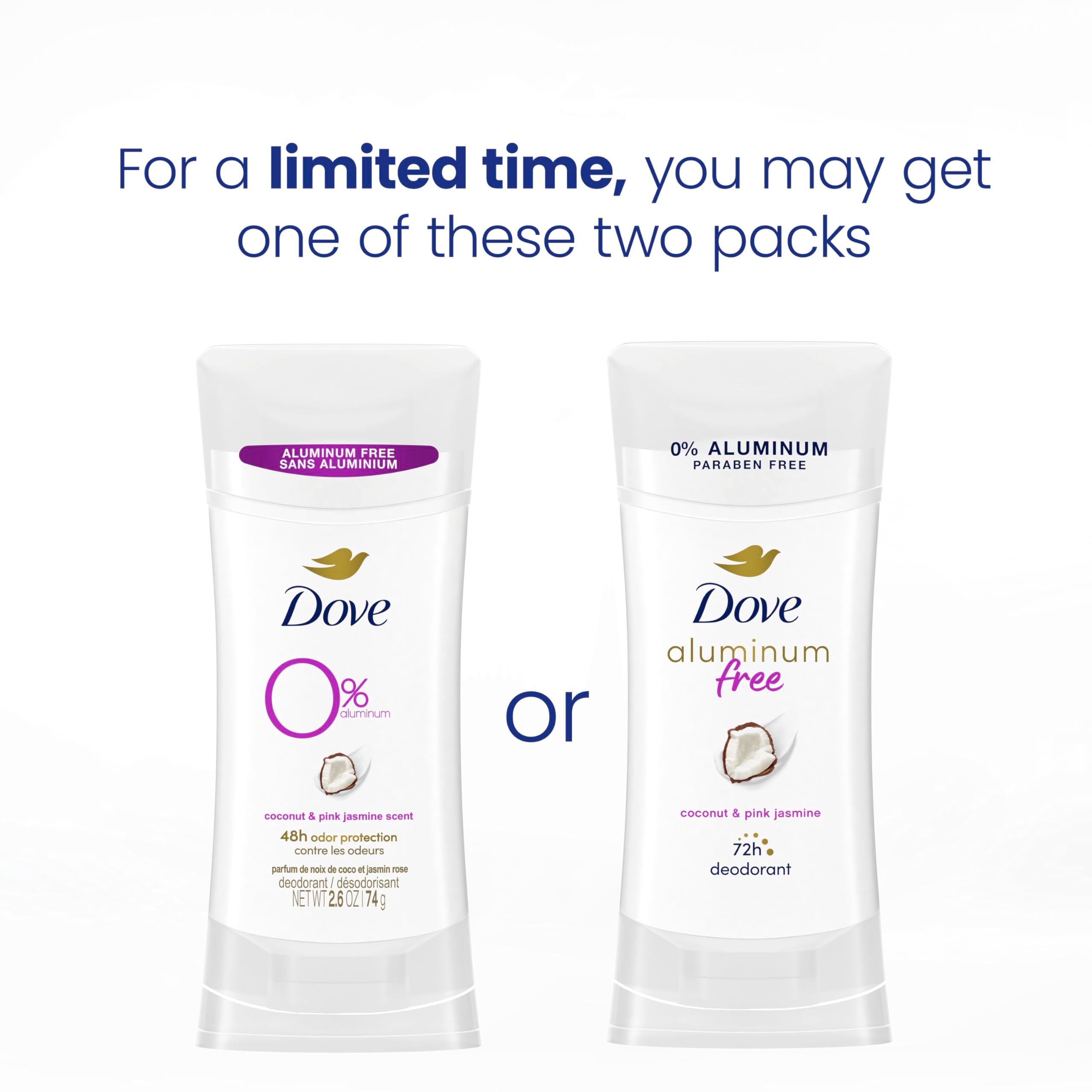 Dove 0% alcohol aluminum-free deodorant stick ready for everyday use