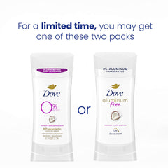 Dove 0% alcohol aluminum-free deodorant stick ready for everyday use