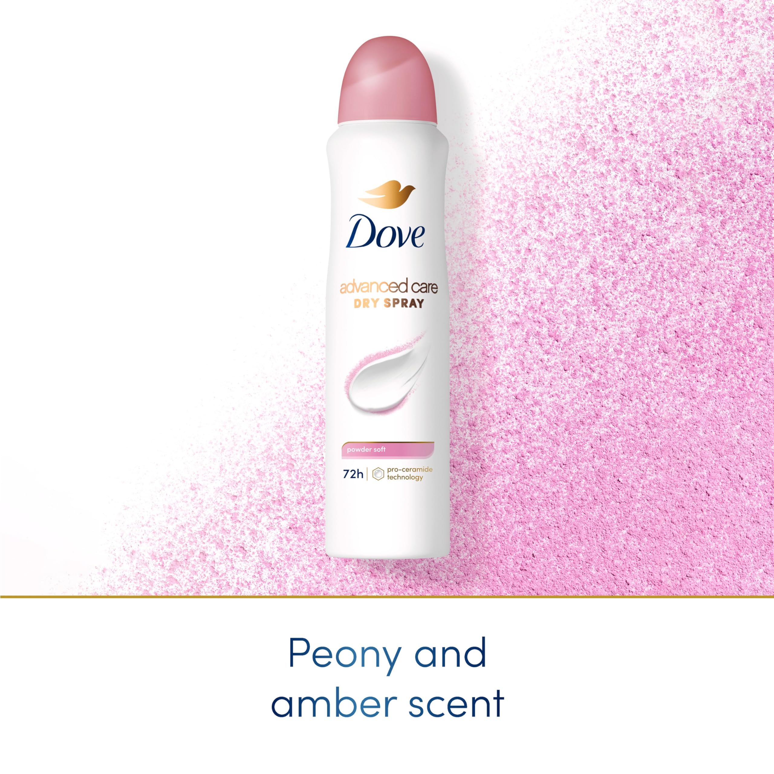 Dove Advanced Care 72-hour protection label conveys all-day sweat control.