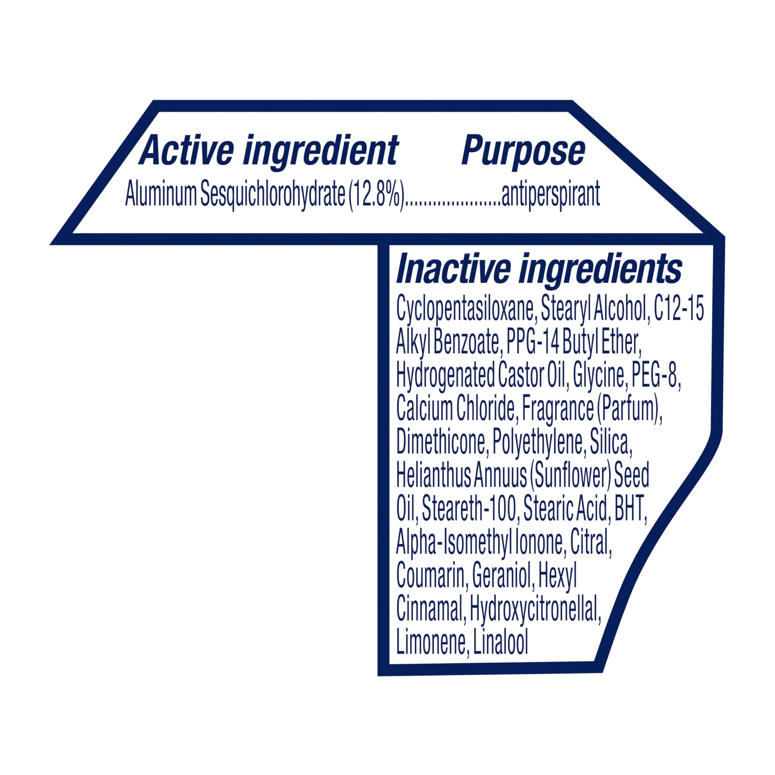 Label highlighting up to 72-hour protection against odor and sweat.