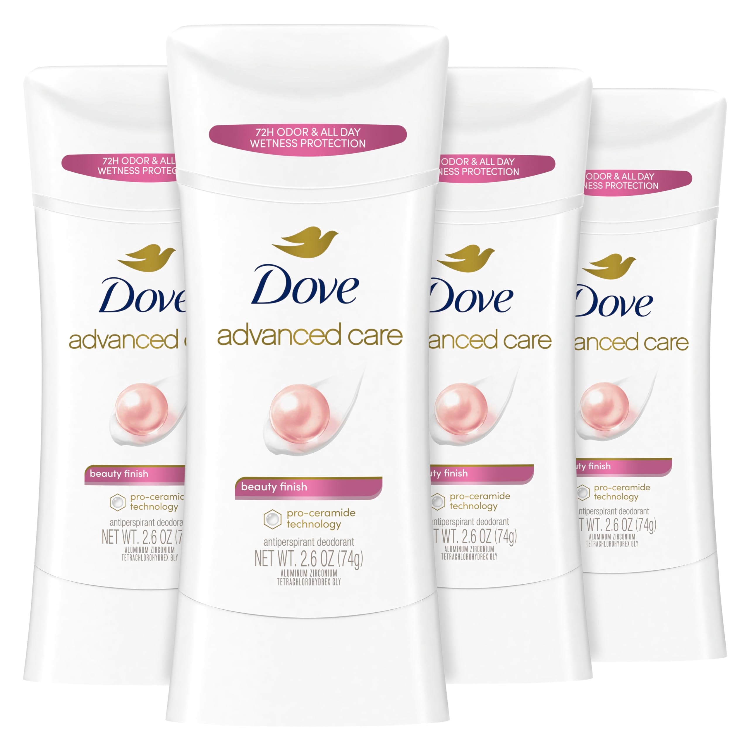 Dove Advanced Care Beauty Finish Stick packaging, travel-friendly and compact.