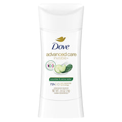 Dove Advanced Care Cucumber & Cactus Water stick applied for smooth, invisible protection.