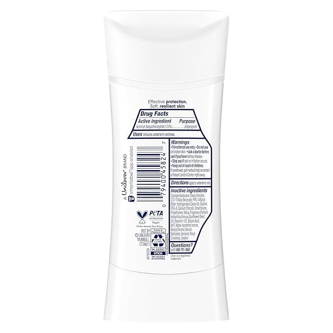 Dove Advanced Care deodorant stick pack of three provides on-the-go freshness.