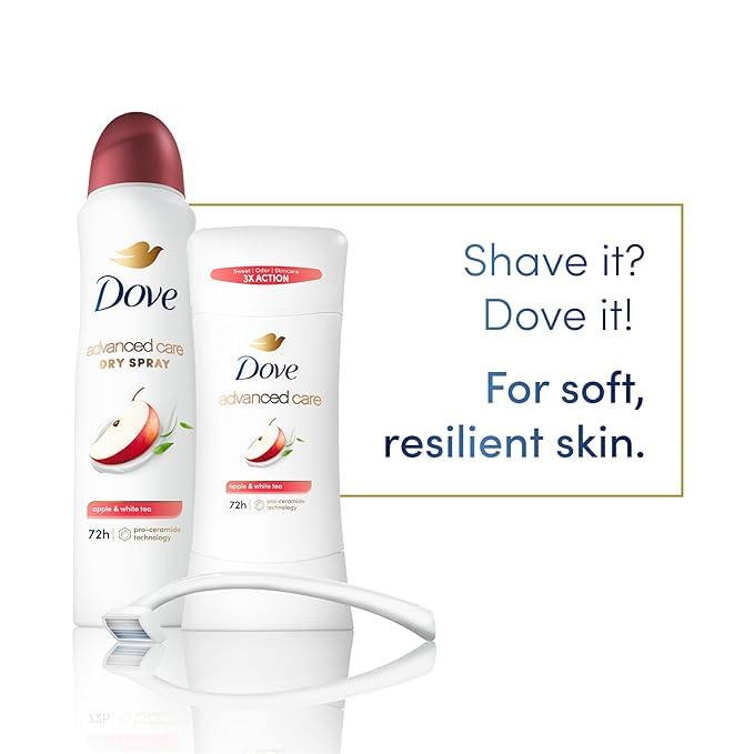 Dove Apple and White Tea deodorant stick with a smooth glide for comfortable application.