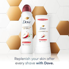 Dove Advanced Care underarm care with one-quarter moisturizers for softer skin.