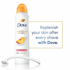 Dove Advanced Care Peach & Chamomile Tea close-up of peach chamomile fragrance on the bottle.