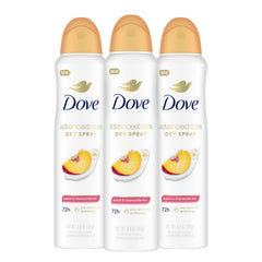 Dove Advanced Care Peach & Chamomile Tea pack shot showing a 3-pack for consistent protection.