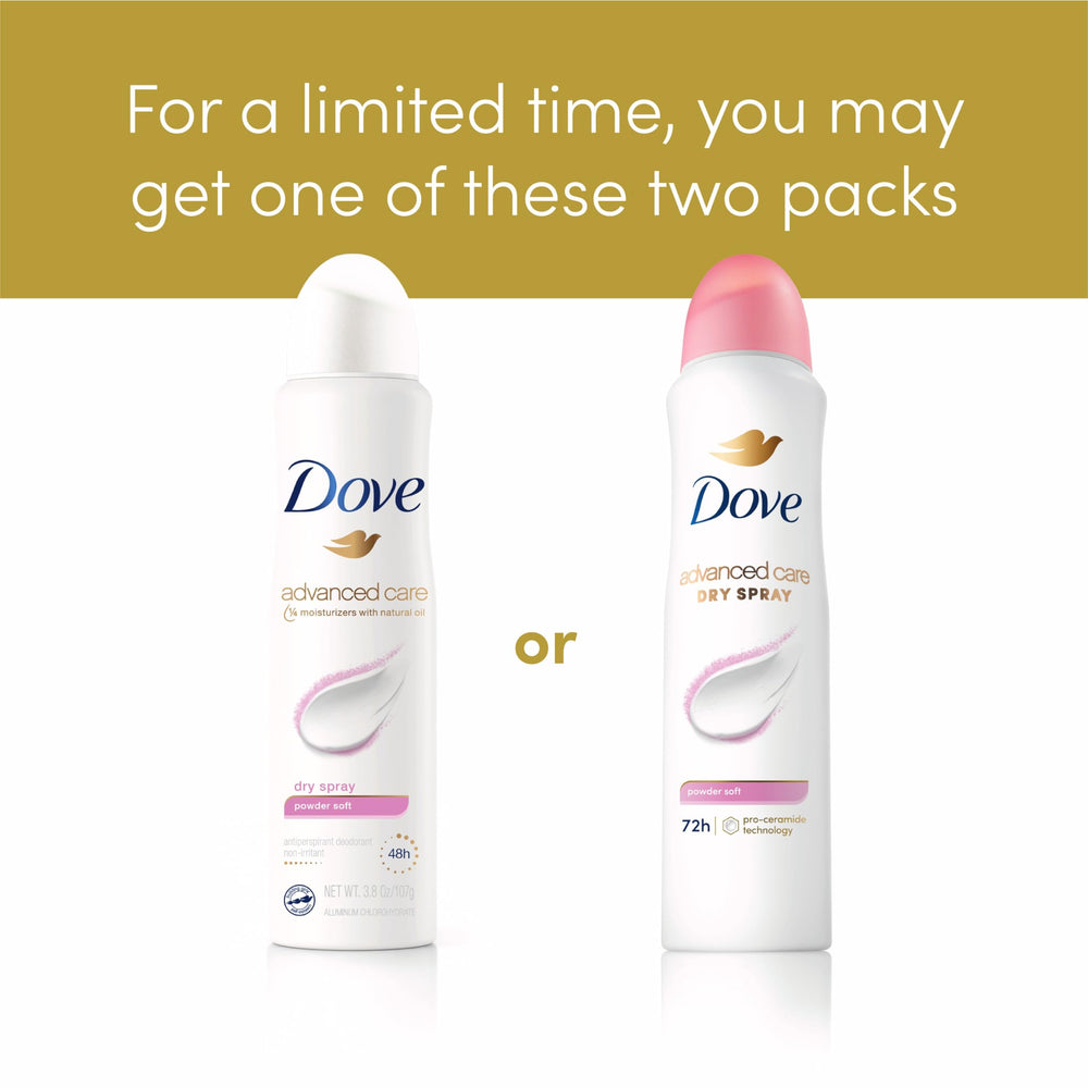 Dove Advanced Care three-pack carton highlights value and convenience.